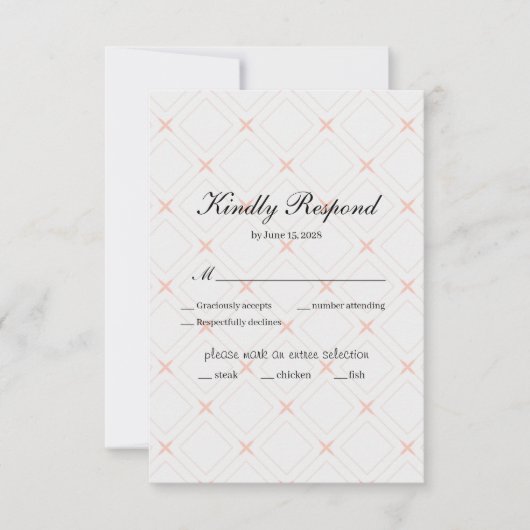 Pastel Peach en Gold Geometric RSVP Kaartje (Voorkant)