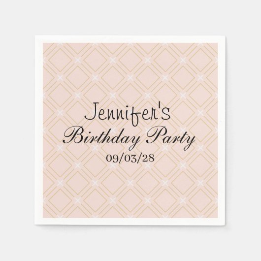 Pastel Peach en Gold Geometric Servet (Voorkant)