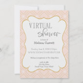 Pastel Peach en Gold Geometric Virtual Invitation (Voorkant)