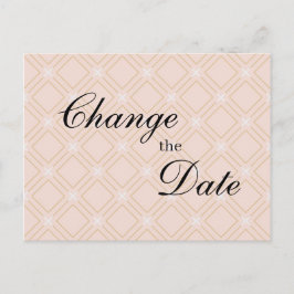Pastel Peach en Gold Geometric Wijzig de datum Briefkaart