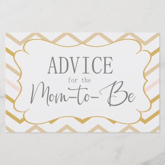 Pastel Peach en Gold Zig Zag Advice Kaart (Voorkant)