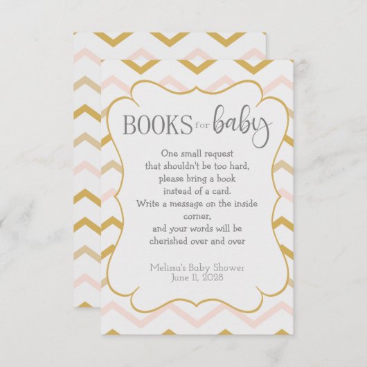 Pastel Peach en Gold Zig Zag Books for Baby Informatiekaartje (Voorkant / Achterkant)