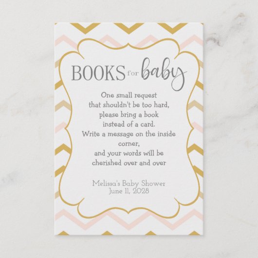 Pastel Peach en Gold Zig Zag Books for Baby Informatiekaartje (Voorkant)