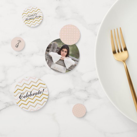 Pastel Peach en Gold Zig Zag Confetti (Groep)