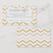 Pastel Peach en Gold Zig Zag Diaper Raffle Informatiekaartje (Voorkant / Achterkant)