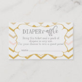 Pastel Peach en Gold Zig Zag Diaper Raffle Informatiekaartje (Voorkant)
