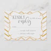 Pastel Peach en Gold Zig Zag RSVP Informatiekaartje (Voorkant)