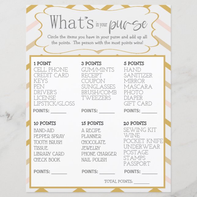 Pastel Peach en Gold Zig Zag Wat in uw tas (Voorkant)