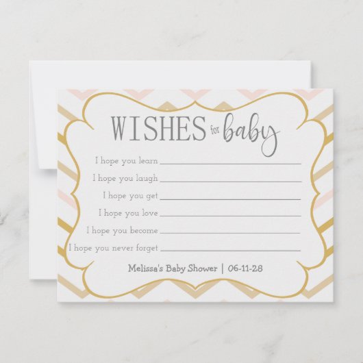 Pastel Peach en Gold Zig Zag Wishes for Baby (Voorkant)