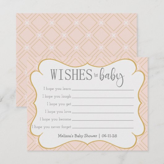 Pastel Peach en goudgeometrische wensen voor Baby (Voorkant / Achterkant)