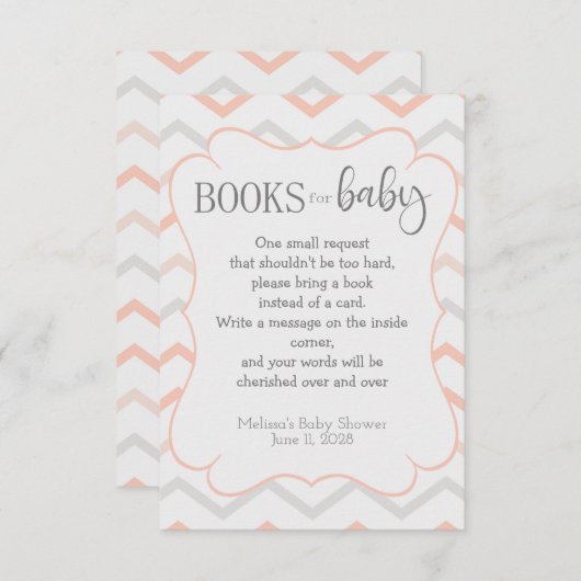 Pastel Peach en Grey Zig Zag Books for Baby Informatiekaartje (Voorkant / Achterkant)