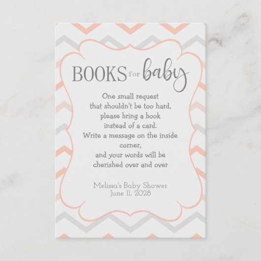 Pastel Peach en Grey Zig Zag Books for Baby Informatiekaartje (Voorkant)