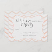 Pastel Peach en Grey Zig Zag RSVP Informatiekaartje (Voorkant / Achterkant)