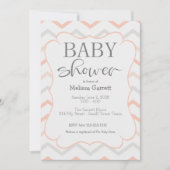 Pastel Peach en Grey Zig Zag Shower Invitation (Voorkant)