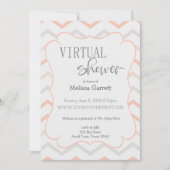 Pastel Peach en Grey Zig Zag virtuele uitnodiging (Voorkant)