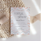 Pastel Peach en Grey Zig Zag virtuele uitnodiging