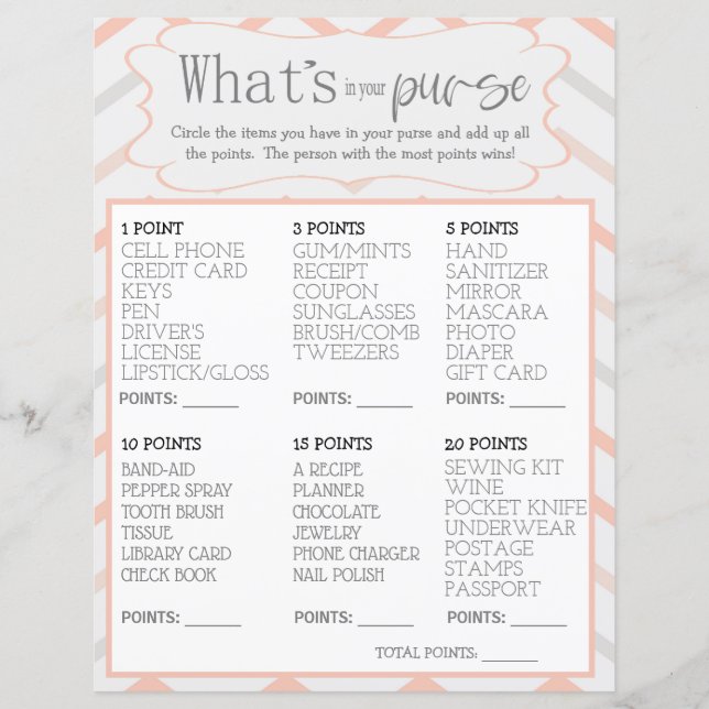 Pastel Peach en Grey Zig Zag Whats in Your Purse (Voorkant)