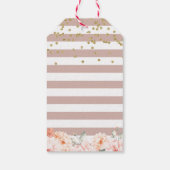 Pastel Peach Floral Gold Cross Girl Baptisme Cadeaulabel (Achterkant)