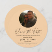 Pastel Peach Foto Sla de datum Ronde Uitnodiging o (Voorkant / Achterkant)