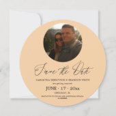 Pastel Peach Foto Sla de datum Ronde Uitnodiging o (Voorkant)