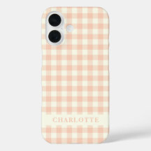 Pastel Peach Gingham Buffalo Check Pset Name