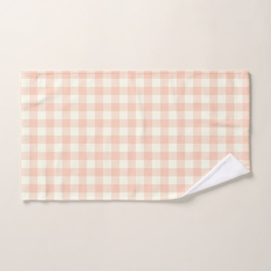 Pastel Peach Gingham Buffalo Check Pset Pattern Bad Handdoek (Handdoek)