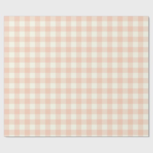 Pastel Peach Gingham Buffalo Check Pset Pattern Cadeaupapier (Vlak)