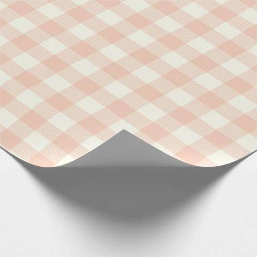 Pastel Peach Gingham Buffalo Check Pset Pattern Cadeaupapier (Hoek)