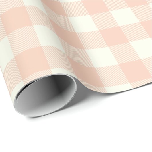 Pastel Peach Gingham Buffalo Check Pset Pattern Cadeaupapier (Rol Hoek)