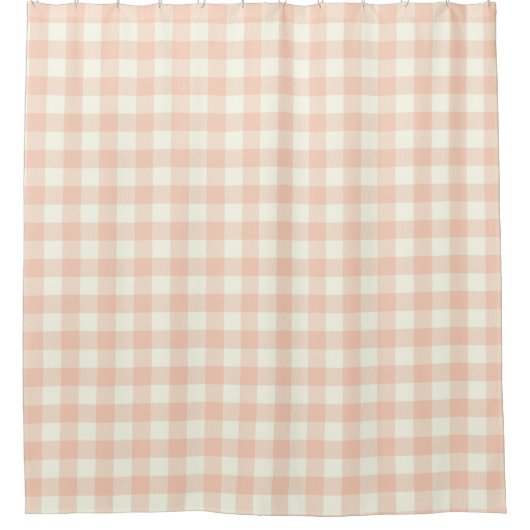 Pastel Peach Gingham Buffalo Check Pset Pattern Douchegordijn (Voorkant)