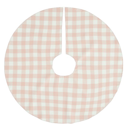Pastel Peach Gingham Buffalo Check Pset Pattern Kerstboom Rok (Voorkant)