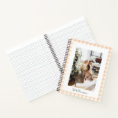 Pastel Peach Gingham Check Pset Photo Name Notitieboek (Binnen)