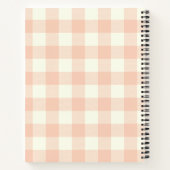 Pastel Peach Gingham Check Pset Photo Name Notitieboek (Achterkant)