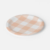 Pastel Peach Gingham Plaid Patroon Papieren Bordje (Gekanteld)