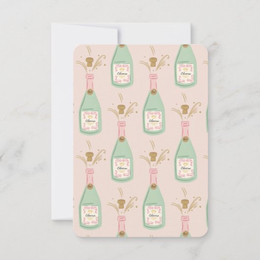 Pastel Peach Gouden Champagne Bachelorette Party Kaart (Achterkant)