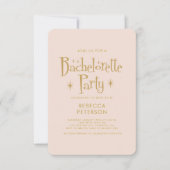 Pastel Peach Gouden Champagne Bachelorette Party Kaart (Voorkant)