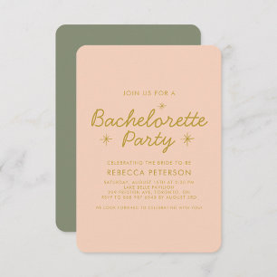 Pastel Peach Gouden Typografie Bachelorette Party Kaart