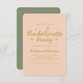 Pastel Peach Gouden Typografie Bachelorette Party Kaart (Voorkant / Achterkant)