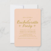 Pastel Peach Gouden Typografie Bachelorette Party Kaart (Voorkant)