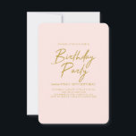 Pastel Peach Gouden Verjaardagsfeest Kaart<br><div class="desc">Pastel Peach Gouden Verjaardagsfeestuitnodiging</div>