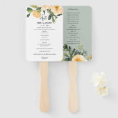 PASTEL PEACH GRAY PEONY FLORAL WEDDING PROGRAMMA HANDWAAIER (Voorkant en achterkant)