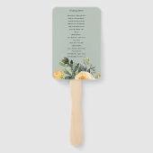 PASTEL PEACH GRAY PEONY FLORAL WEDDING PROGRAMMA HANDWAAIER (Achterkant)