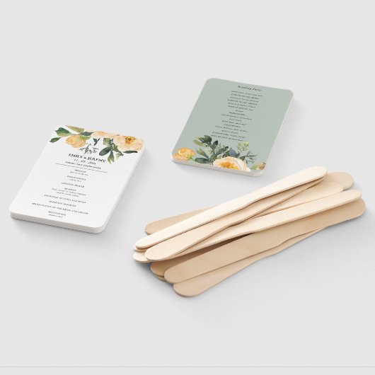 PASTEL PEACH GRAY PEONY FLORAL WEDDING PROGRAMMA HANDWAAIER (Niet-gemonteerd)