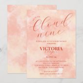 Pastel Peach Kleur Cloud Negen Baby shower Kaart (Voorkant / Achterkant)