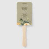 PASTEL PEACH KRAFT PEONY FLORAL WEDDING PROGRAMMA HANDWAAIER (Achterkant)