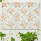 Pastel Peach Lavender Sage Floral Kitchen Towel Theedoek (Gevouwen)