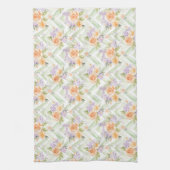 Pastel Peach Lavender Sage Floral Kitchen Towel Theedoek (Verticaal)
