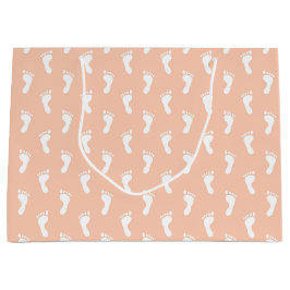 PASTEL PEACH ORANJE ROWS OF BABY FEET GROOT CADEAUZAKJE