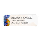 Pastel Peach & Paars Daisy Return-adres Etiket (Voorkant)