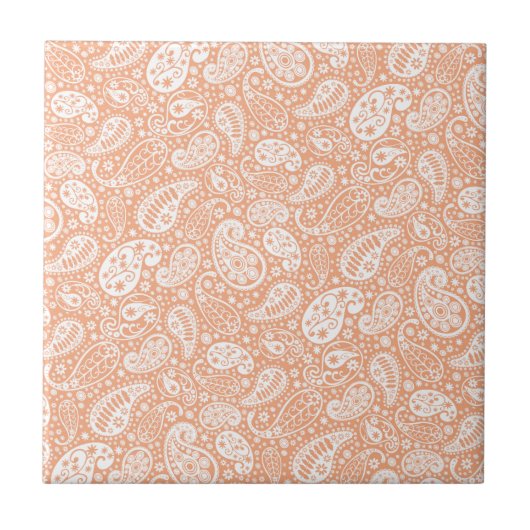Pastel Peach Paisley Tegeltje (Voorkant)